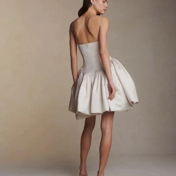 Danielle Frankel Estelle Bridal Satin Twill Mini Dress - Picture 2 of 14